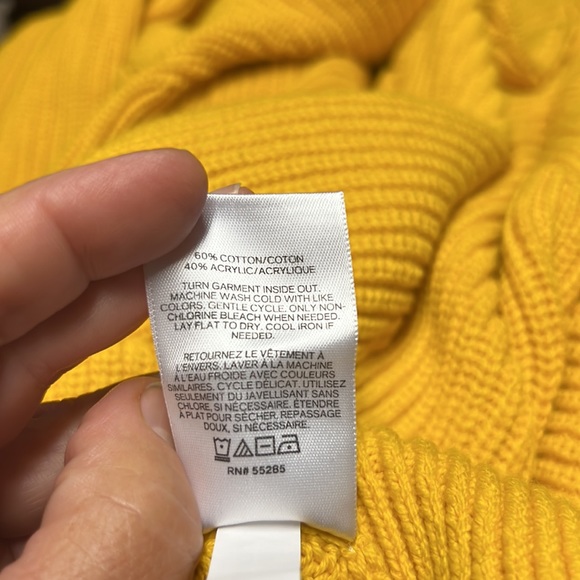 Express Goldenrod Yellow Oversized V Neck High Low Cotton Blend Sweater … - Picture 6 of 9